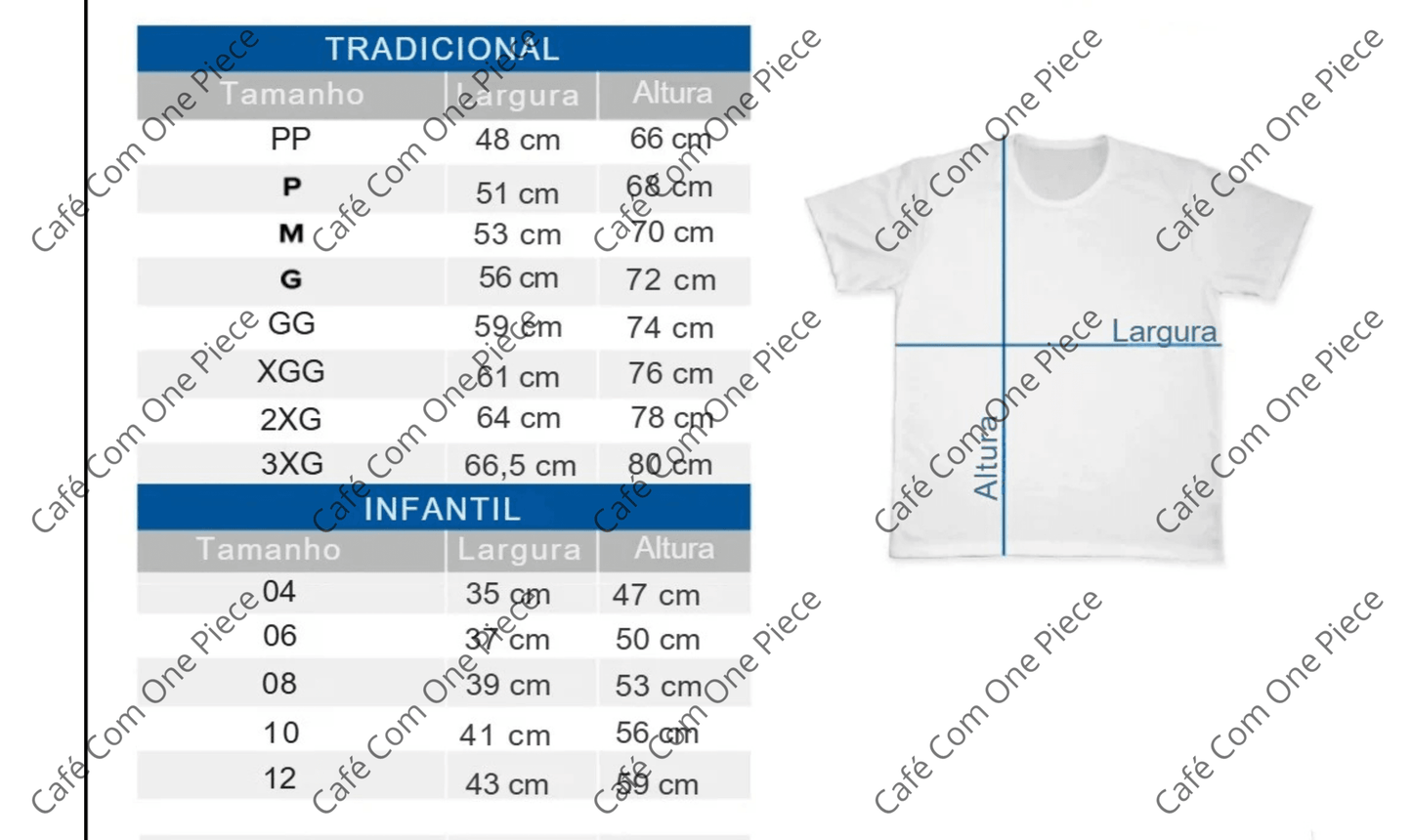 Camiseta Café com One Piece - Encomenda